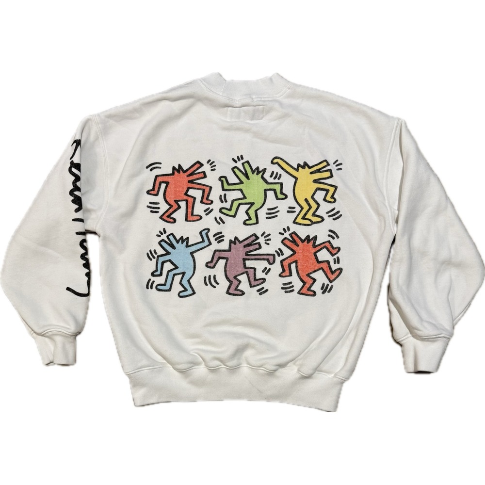Abercrombie & Fitch Keith Haring Oversized Sweatshirt White Fleece XXS Art Print - Picture 2 of 5